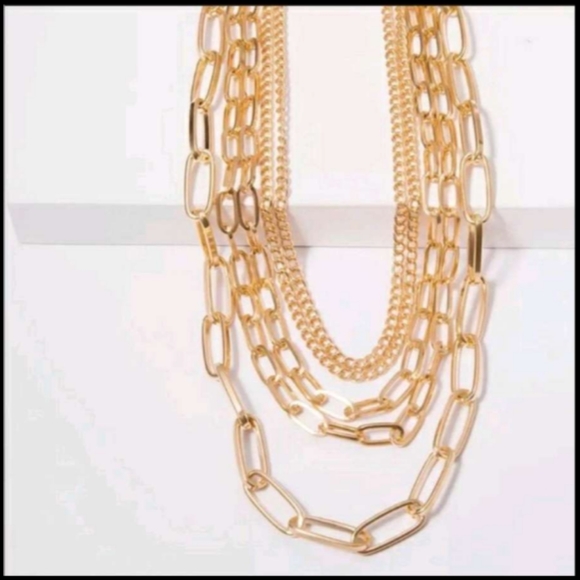 Multi Layered Gold Chain Punk Choker Necklace - Picture 2 of 5